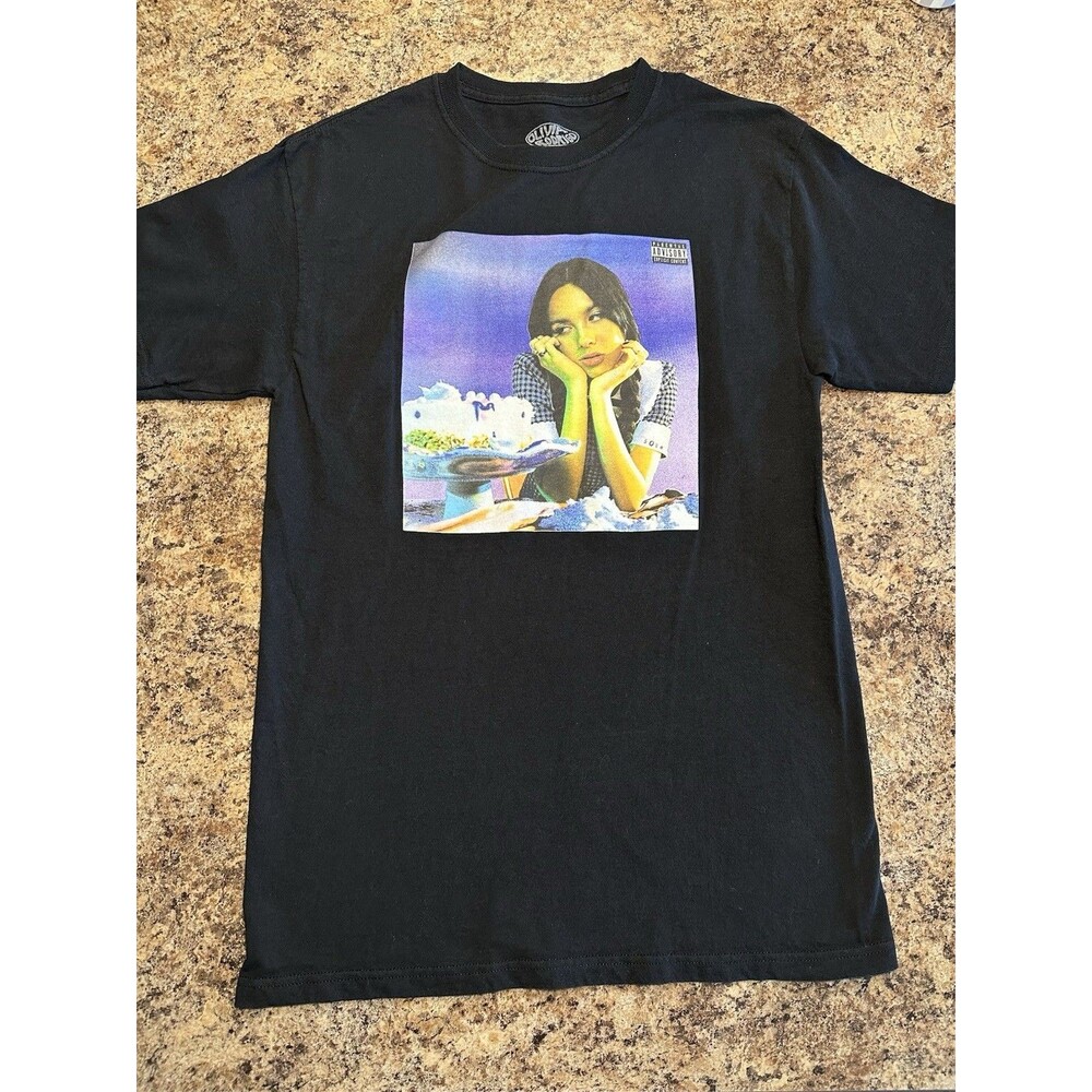 Olivia Rodrigo Shirt Sour Album Adult Med Black Double-Sided Graphic Tee